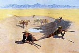 Frederic Remington Famous Paintings - Fight for the Water Hole